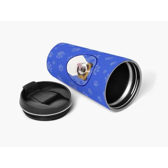 English Bulldog Tricolor #1  Stainless Steel 16 oz  Tumbler, Blue - Picture 4 of 4